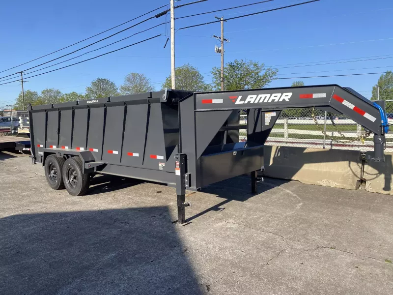 2025 Lamar Trailers 7 X 16 FT LOW PRO GOOSENECK HIGH SIDE DUMP TRAILER 14K GVWR - Image 3